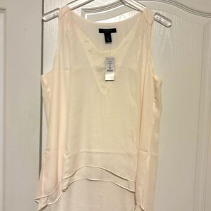 White House, Black Market Sleeveless split back V-neck Shell Petite Large NWT